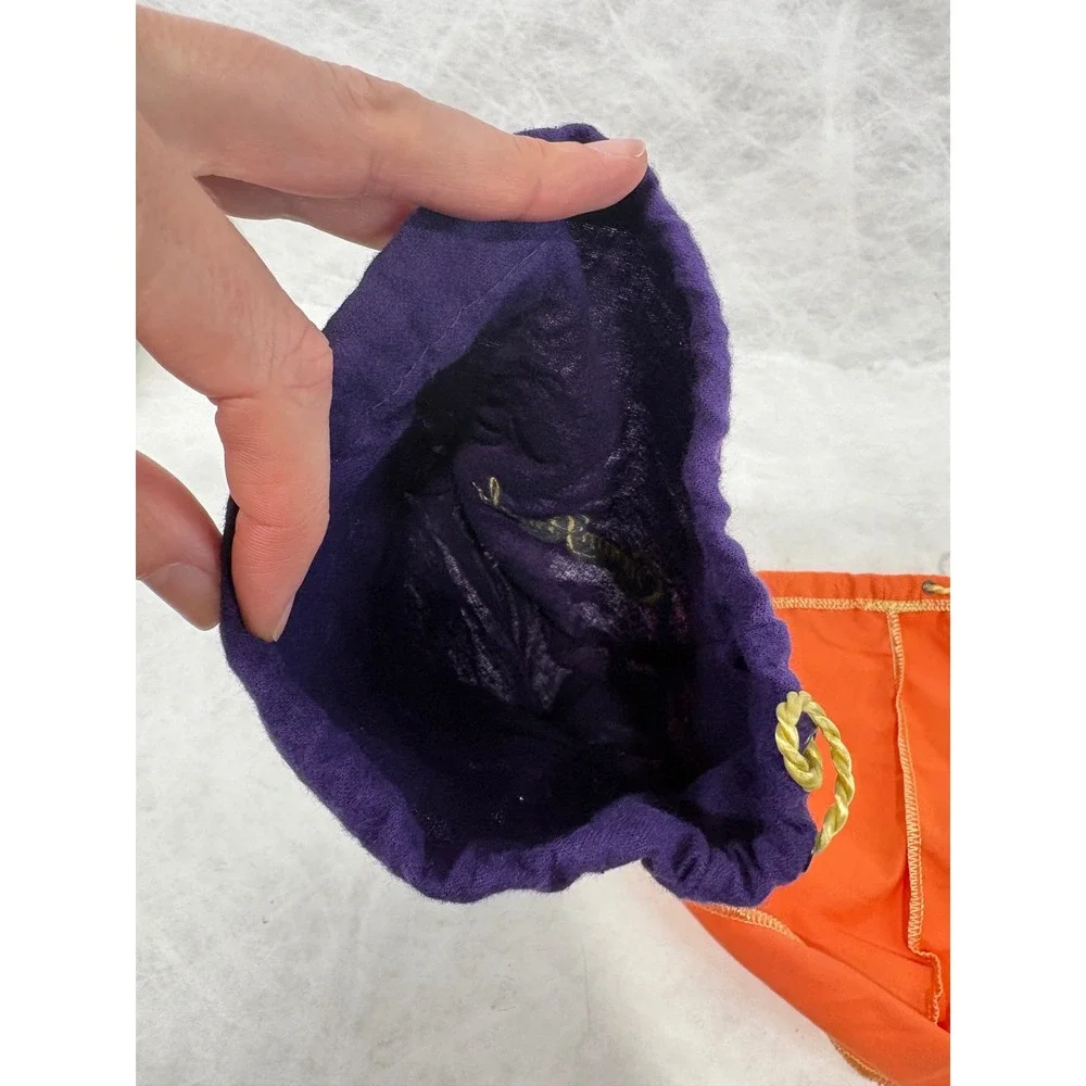 Crown Royal Drawstring Bag Set Purple Felt and Orange Canvas 2 Piece Lot